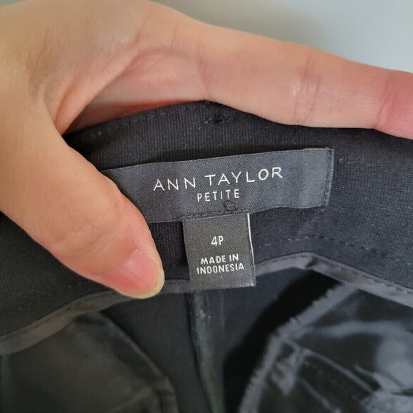 Ann Taylor Petite Silver White Tuxedo Stripe Black Long Trouser Pants Slacks 4P - Picture 11 of 14